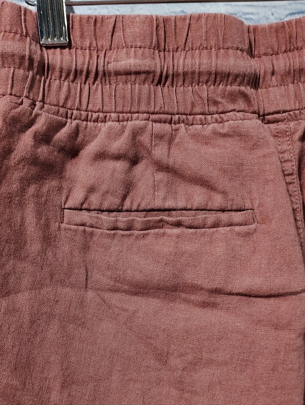 Athleta Cabo 100% Linen 4" Shorts Women Sz 10 Rose Chambray Pull On Coastal - Picture 6 of 10